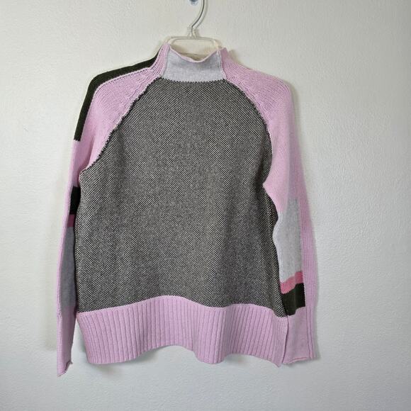 Zaket & Plover Merino Wool Colorblock Sweater Women's M Funnel Neck Casual - Picture 2 of 7